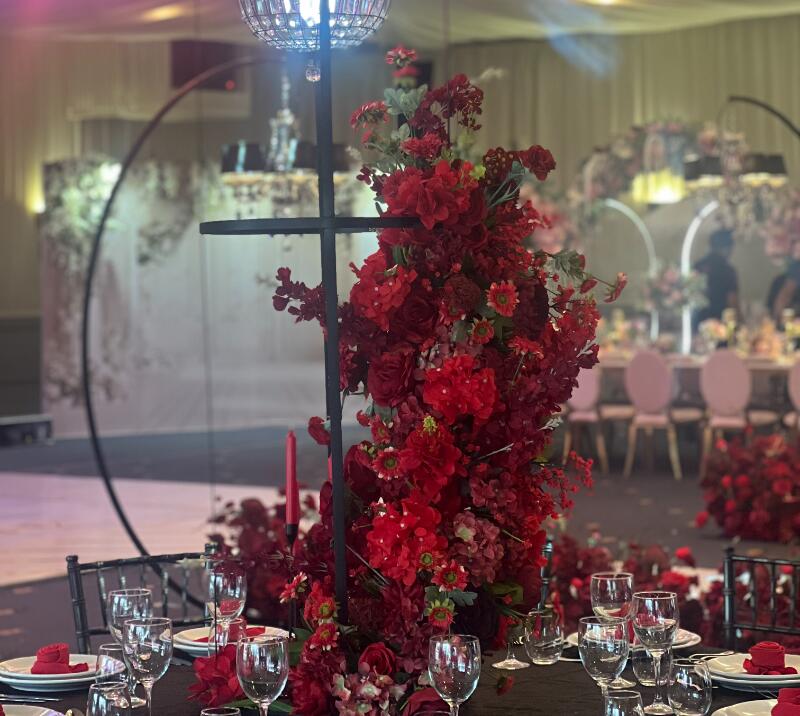 A table dressed for a wedding at Wolverhampton Racecourse, wedding venue in the West Midlands.
