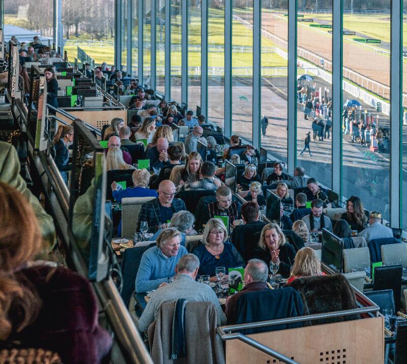 Guests sat dining in hospitality at Wolverhampton Racecourse