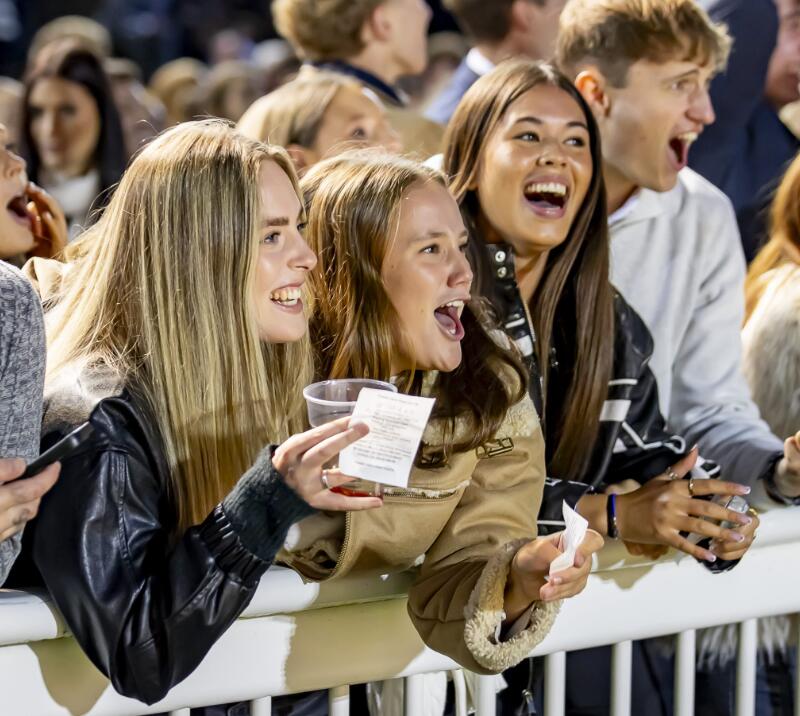 A group of young race goers at Wolverhampton Racecourse