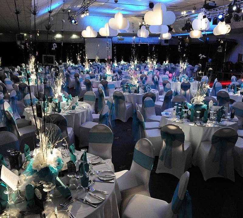 One of Wolverhampton Racecourse' event rooms fully decorated ready for Christmas celebrations.
