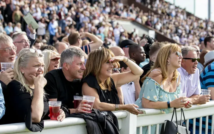 The crowd at Wolves Races watching the race unfold