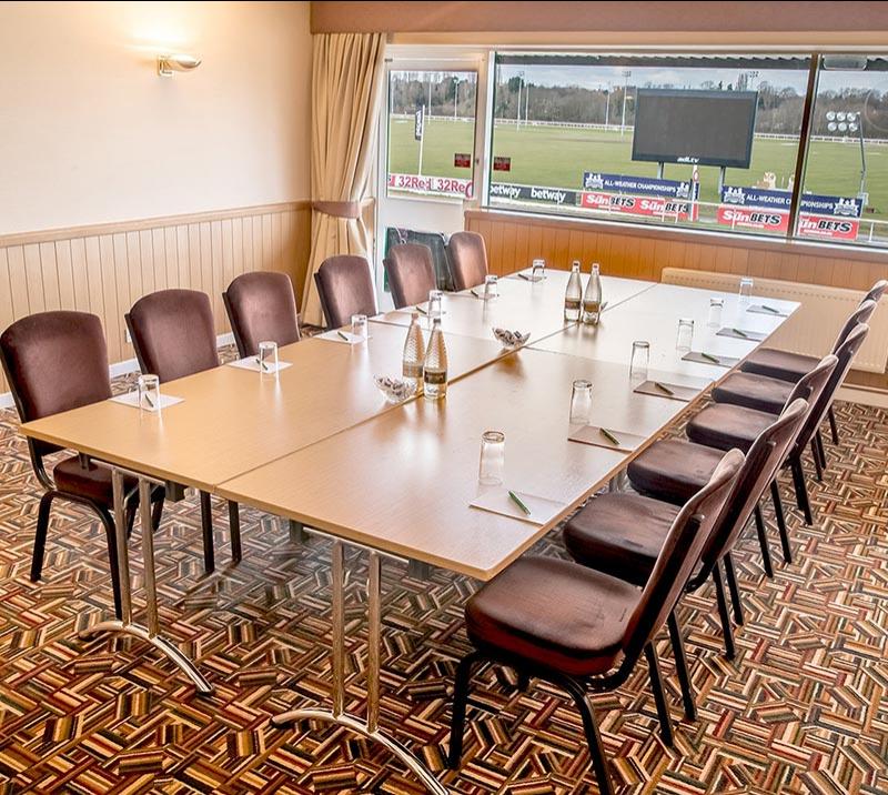 A prepared meeting room at Wolverhampton Racecourse.