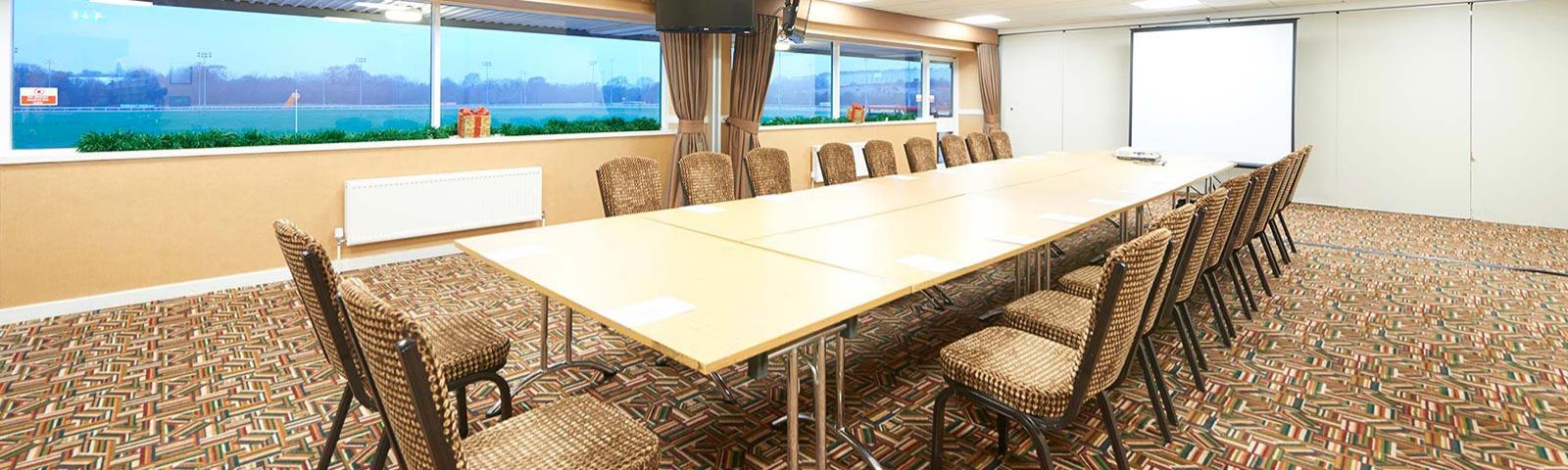 Private room set up for a meeting.