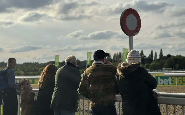 Racegoers looking out at the track at Wolverhampton Races